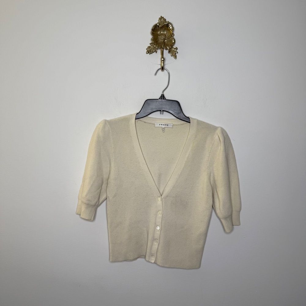 Frame Denim Jocelyn Puff-Sleeve Cardigan S
